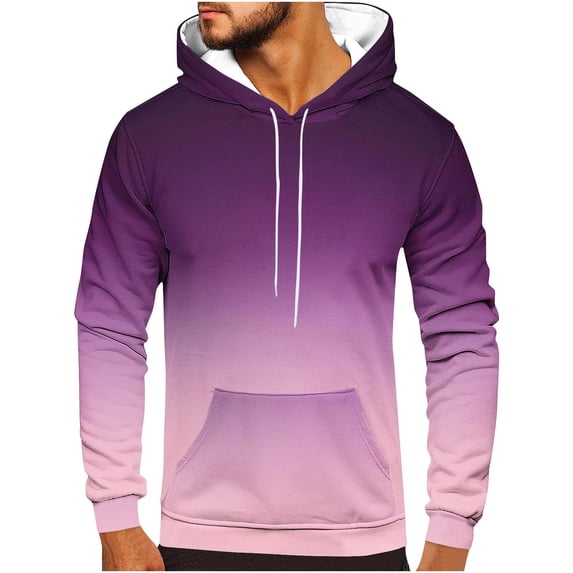 zfwon Mens Hooded Sweatshirts Gradient Long Sleeve Jumpers Plus Size Autumn Winter Leisure Sports Hoodies Thermal Lightweight Pullover Outdoor Running Hiking Jumper