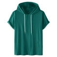 thumbnail image 1 of zfwon Mens Hoodies Cotton Short Sleeve Shirts Oversized Workout Gym Tops Outdoor Leisure Top Solid Lightweight Pullover Comfy Drawstring Blouse, 1 of 6
