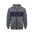 thumbnail image 1 of zfwon Mens Hoodies Zip Up Lightweight Cotton Striped Sweatshirts Long Sleeve Color Block Jumpers Fashion Fleece Tops Drawstring Hooded Jumper Daily Work Sweatshirt with Pocket, 1 of 4