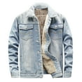 thumbnail image 1 of zfwon Mens Jean Jackets Denim Plus Size Thermal Sherpa Fleece Lined Coats Winter Warm Button Down Outerwear Mens Casual Long Sleeve Lapel Jackets with Pockets Size M-5XL, 1 of 9