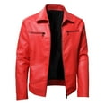 thumbnail image 1 of zfwon Mens Leather Jackets Zip Up Coats Plus Size Lapel Collar Outerwear Solid Color Long Sleeve Overcoats Casual Loose Windbreaker Faux Leather Jackets with Pockets, 1 of 8