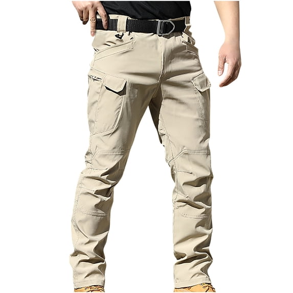 zfwon Mens Outdoor Pants Overiszed Lightweight Multi Pockets Work Casual Straight Leg Trousers Comfortable Solid Color Quick Dry Pants Mens Cargo Hiking Trousers