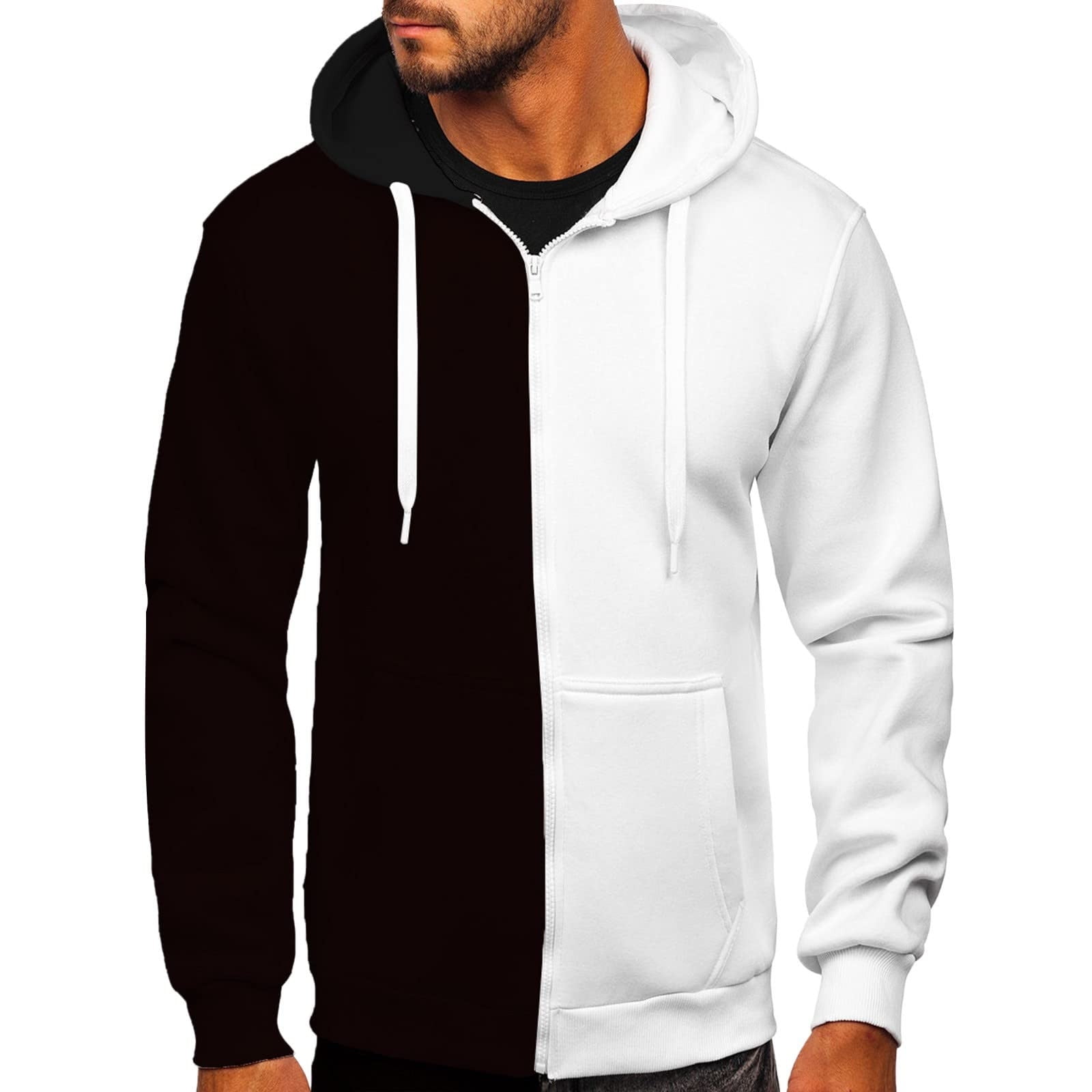 トップス oversized bicolor hoodie. zfwon Mens Oversized Zip Up Hoodie Men's Two-Tone Zip-Up Hoodies