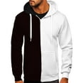 thumbnail image 1 of zfwon Mens Oversized Zip Up Hoodie Men's Two-Tone Zip-Up Hoodies Color Block Long Sleeve Pullover with Pockets Trendy Contrast Zip Sweatshirts Autumn Winter Size S-5XL, 1 of 6