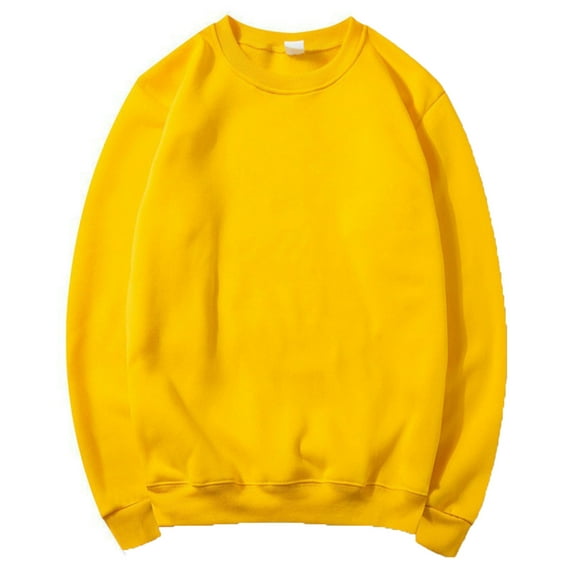 zfwon Mens Pullover Sweater Crew Neck Long Sleeve Jumpers Regular Fit Solid Color Sweatshirts Warm Fleece Street Casual Daily Pullover Trendy Loose Simple Basic Pullover
