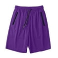 thumbnail image 1 of zfwon Mens Shorts Summer Elasticated Waist Drawstring Plain Shorts with Zipper Pockets Regular Fit Breathable Quick Drying Wide Leg Short Pants Gym Sports Training Trunks, 1 of 2