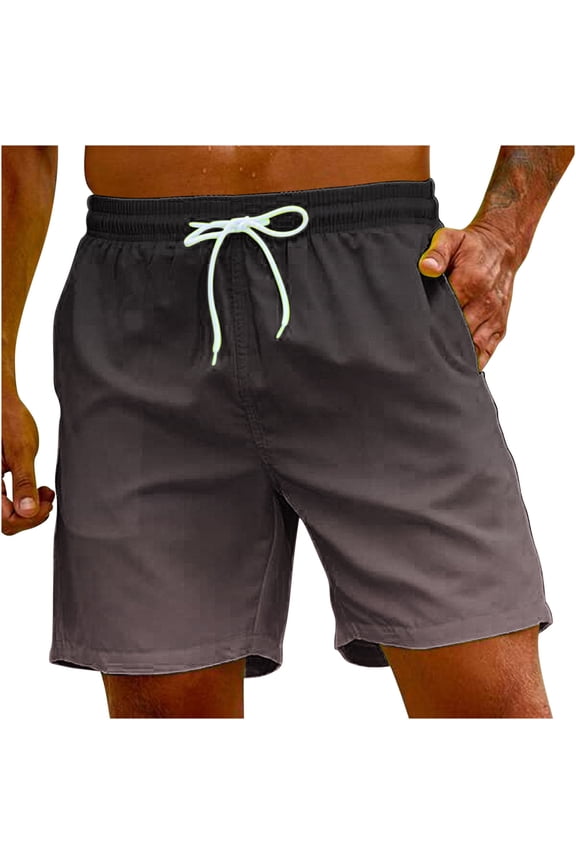 Mens Shorts Summer Gradient Colour Elasticated Waist Loungewear Shorts Plus Size Seaside Holiday Beach Short Pants Breathable Drawstring Athletic Quick Dry Surfing Trunks