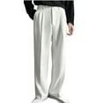 thumbnail image 1 of zfwon Mens Suit Trousers Plus Size Pleated Straight Wide Leg Pants Mens Trousers Formal Casual Business Office Work Home Smart Dress Trendy Button Zipper Pants with Pockets, 1 of 4