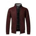 thumbnail image 1 of zfwon Mens Sweater Knitted Zipper Cardigan Casual Loose Long Sleeve Stand Up Collar Outerwear Fall Winter Warm Fleece Coats Thick Hiking Office Loungewear with Pockets, 1 of 4