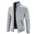 thumbnail image 1 of zfwon Mens Sweater Knitted Zipper Cardigan Casual Loose Long Sleeve Stand Up Collar Outerwear Fall Winter Warm Fleece Coats Thick Hiking Office Loungewear with Pockets, 1 of 4