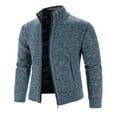 thumbnail image 1 of zfwon Mens Sweater Knitted Zipper Cardigan Casual Loose Long Sleeve Stand Up Collar Outerwear Fall Winter Warm Fleece Coats Thick Hiking Office Loungewear with Pockets, 1 of 3