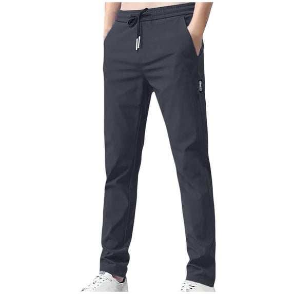 zfwon Mens Warm Fluffy Fleece Lined Lounge Pants Tracksuit Jogging Bottoms Trendy Solid Color Elastic Waist Straight Leg Drawstring Trousers Slim Fit Open Hem Sweatpants Winter