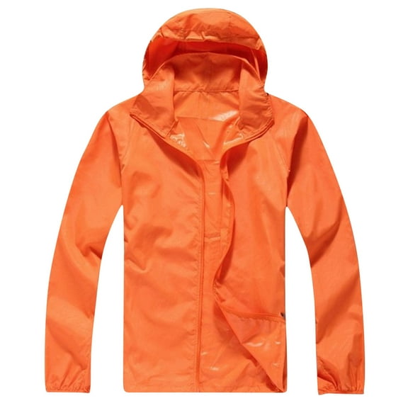 zfwon Mens Waterproof Jackets Lightweight Quick Dry Outdoor Raincoat with Hooded Windbreaker Coats Sun Protection Camping Running Active Cycling Hiking Climbing Tops