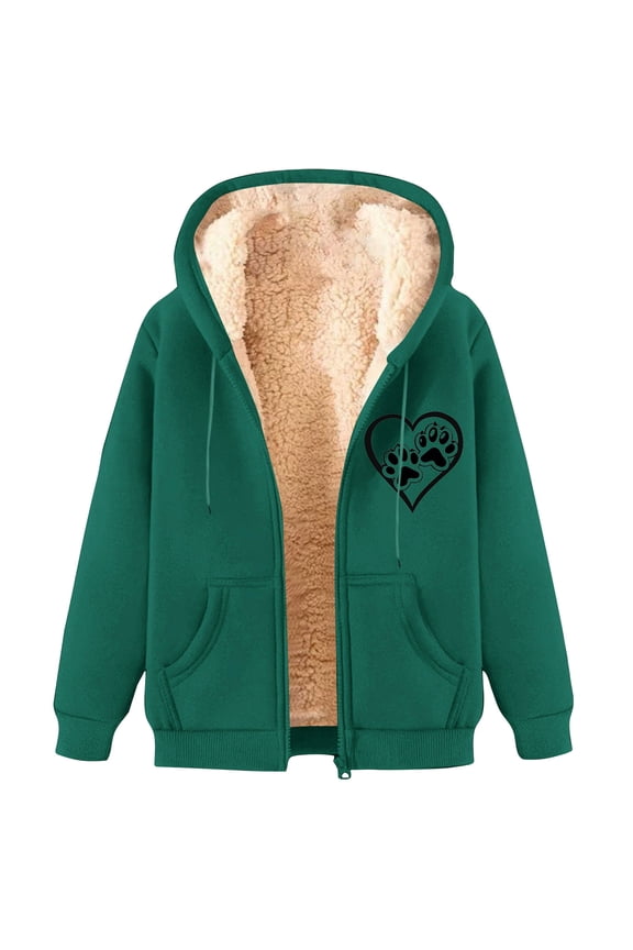 Mens Zipper Hoodies Fleece Zip Up Hooded Top Jacket Warm Jumper Loose Casual Print Fleece Lined Coat Thermal Sweatshirts Fashion Winter Casual Drawstring Jumpers