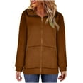 thumbnail image 1 of zfwon Plus Size Zip Up Hoodies for Women Solid Color Oversized Hooded Sweatshirt Long Sleeve Lightweight Jacket Casual Coat with Pockets Autumn Winter Outerwear, 1 of 8