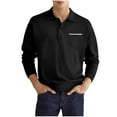thumbnail image 1 of zfwon Polos Shirts for Men Adult Long Sleeve Solid Color Turndown Tops Regular Fit Office Work Formal Dress Shirts with Pocket Fashion Golf Tennis Pullover Basic Top, 1 of 4