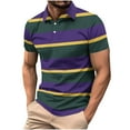 thumbnail image 1 of zfwon Polos Shirts for Men Adult Plus Size Short Sleeve Buttons Tops Fashion Striped Lapel Color Sports Tops Breathable Loose Fit Athletic Workout Basic Tees Comfy Golf Tennis Shirts, 1 of 4