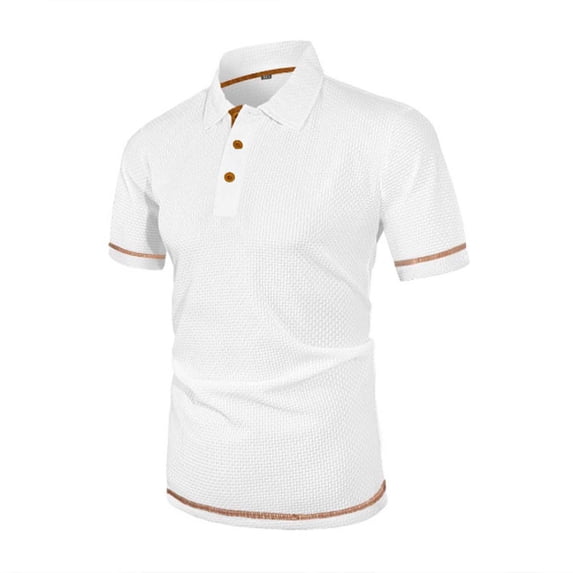 zfwon Short Sleeve Polos Shirts for Men Breathable Business Casual Work Collared Tops Summer Comfortable Plain Basic Tees Men's Fashion Business Office Smart Shirts