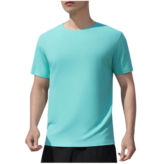 zfwon T Shirts for Men Short Sleeve Round Neck Solid Color T-Shirts Summer Fashion Pullover Tops Slim Fit Blouse Beach Sports Gym Tops Classic Breathable Lightweight Basic Tees