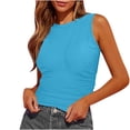 thumbnail image 1 of zfwon Tank Tops Women Womens Vests Summer Sleeveless Tops Crew Neck Ribbed Knit Casual Shirts With Side Ruched Slim Fit Going Out Y2K Trendy Cropped Blouses Cami Camisole, 1 of 5