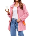 thumbnail image 1 of zfwon Teddy Fleece Jacket Women Full Zip Long Sleeve Coat Color Blocked Comfy Soft Fuzzy Jackets Ladies Casual Loose Fit Open Front Cardigan Coats Winter Casual Outerwear, 1 of 8