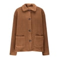 thumbnail image 1 of zfwon Teddy Fleece Jacket Women Winter Lapel Collar Long Sleeve Solid Color Jacket Casual Loose Teddy Plush Outwear Fuzzy Coat Button Down Warm Outerwear with Pockets, 1 of 6