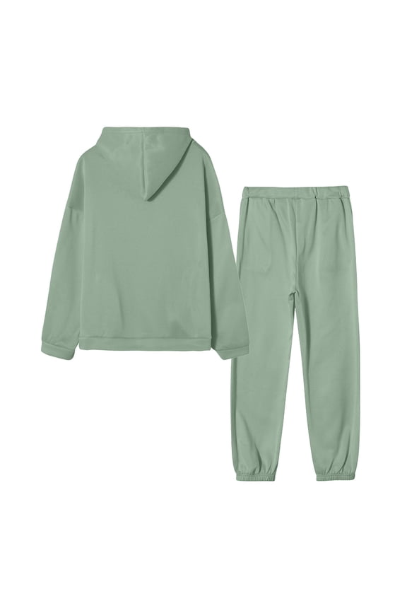 Two Piece Jogger Sets for Women Full Set Cozy Loungewear Long Sleeve Hooded Sweatshirt Pullover and Elastic Waist Joggings Tracksuit Casual Outfit Gym Activewear Sets with Pockets
