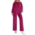 thumbnail image 1 of zfwon Velvet Tracksuit Womens Full Set 2 Piece Outfits Solid Color Long Sleeve Crew Neck Pullover Sweatshirt & Trousers Matching Sets Activewear Sleepwear Lounge Sets Autumn Winter Co Ord`, 1 of 7