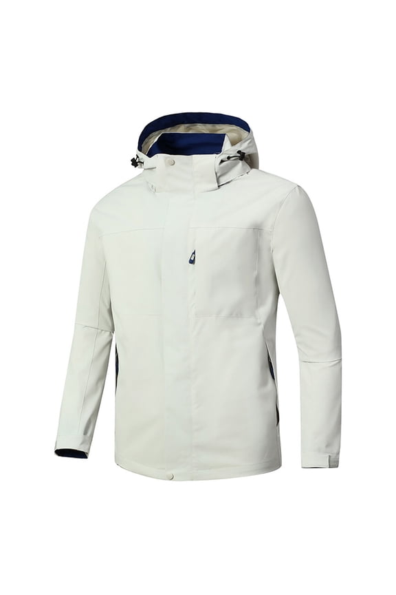 Waterproof Jacket Mens Lightweight Solid Color Long Sleeve Hoodies Plus Size Waterproof Windproof Coats Lightweight Outdoor Sports Jackets with Pockets Smart Casual Overcoats