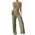 thumbnail image 1 of zfwon Women 2 Piece Outfits Sets Sleeveless Tank Tops and High Elastic Waisted Wide Leg Trousers Tracksuit Full Set Ladies Pjs Loungewear Sleepwear Homewear Co Ord Sets for Women Uk, 1 of 8