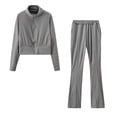 thumbnail image 1 of zfwon Women Tracksuit Set 2 Piece Outfits Wommen'S Solid Colour Stand Collar Long Sleeve Jacket and Flared Trousers Matching Set Jogging Suits Athletic Outfit Loungwear, 1 of 7