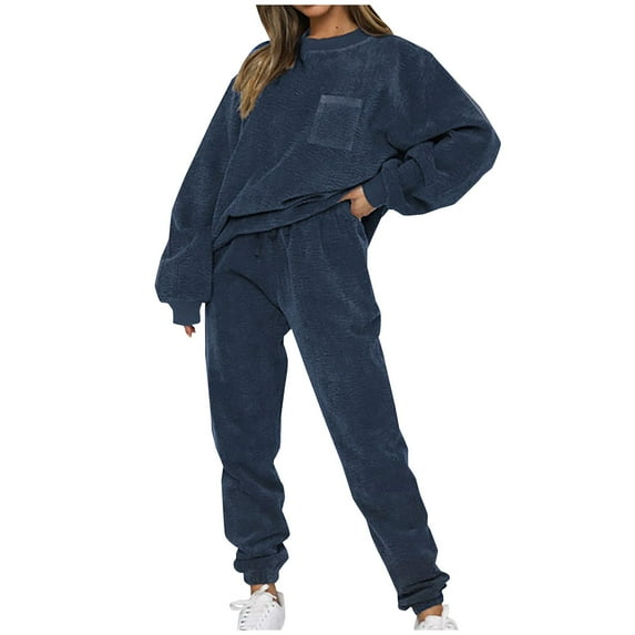 zfwon Women Tracksuits 2 Pieces Corduroy Outfit Long Sleeve Crew Neck Sweatshirts and Elastic Waist Sweatpants Sweatsuit Vintage Casual Autumn Winter Sportswear Activewear Lounge Set