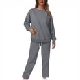 thumbnail image 1 of zfwon Women's 2 Piece Outfits Lounge Set Basic Plain Long Sleeve Crew Neck Sweatshirt & Jogger Pants Matching Set Solid Colour Casual Tracksuit Sets for Gym Sports Travel, 1 of 6