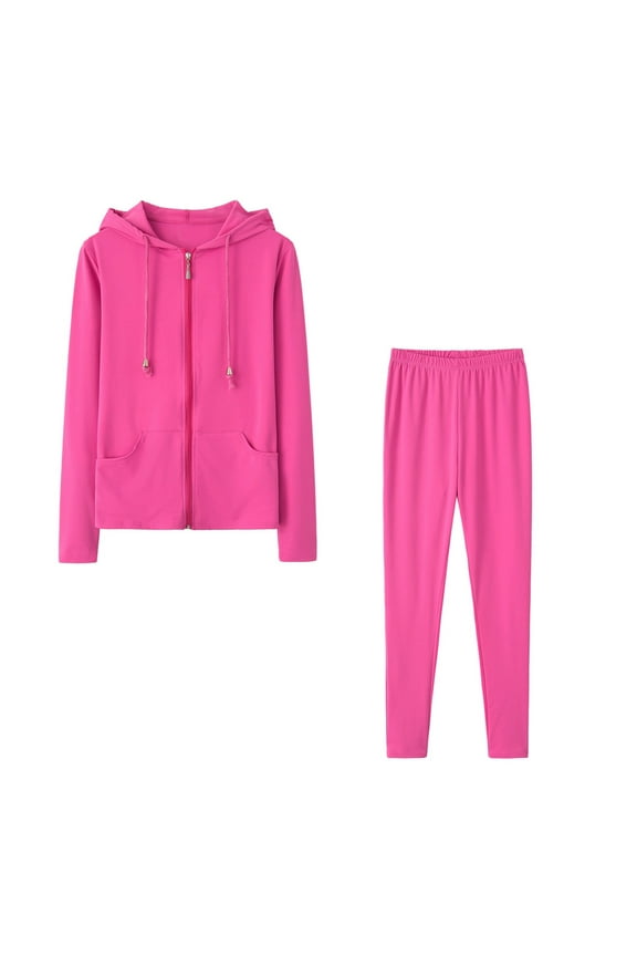 Women's Hooded Tracksuit Set Causal Comfy Zip Up Long Sleeve Hooded Jacket and Athletic Joggers Pants 2 Piece Outfits Gym Workout Clothes with Kangaroo Pockets Spring Autumn Winter