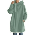 thumbnail image 1 of zfwon Women's Mid Length Hooded Sweatshirt Ladies Plain Zip Up Jacket Solid Color Long Sleeve Hoodies Casual Coat with Pockets Plus Size S-5XL Autumn Winter Outerwear Hooded Top, 1 of 7