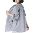 thumbnail image 1 of zfwon Women's Solid Color Sun Protection Pocket Zip Up Hooded Jacket Coat Lightweight Windbreaker Sunscreen Raincoat Breathable Outdoor Rainwear Cover Up Top, 1 of 5