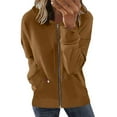 thumbnail image 1 of zfwon Women's Zip Up Hoodies Long Sleeve Lightweight Sweatshirt Plain Jacket Solid Color Casual Loose Drawstring Coat with Pockets Autumn Winter Warm Streetwear Outerwear Loungewear, 1 of 5