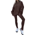 thumbnail image 1 of zfwon Womens 2 Piece Sweatsuit Set Solid Casual Slim Fit Leggings and Oversized Sweatshirt Matching Sets Tracksuit Womens Full Set Activewear Casual Leisure Wear, 1 of 6