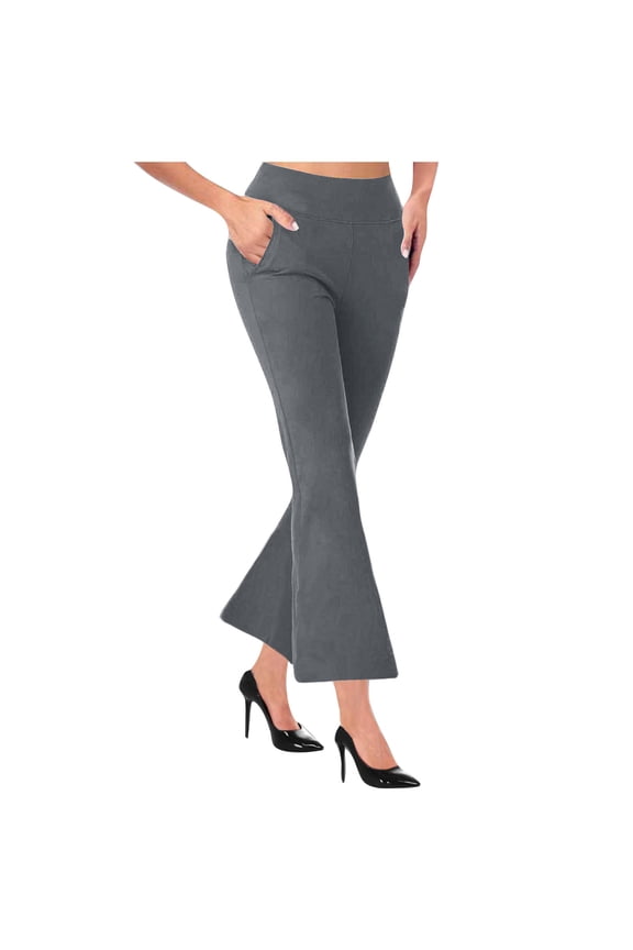 Work Trousers for Women Ladies Office Smart Stretch Suit Pants Tummy Control Flare Workout loungewear Bootleg Leggings Bootcut Crop Exercise Pants With Pockets