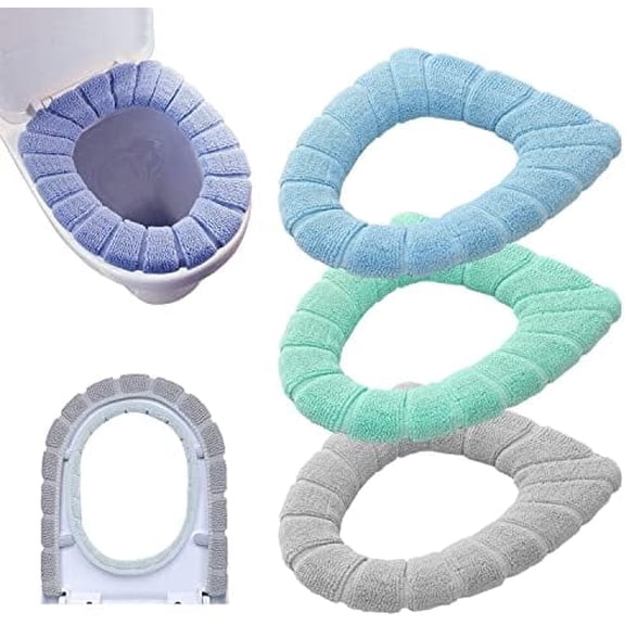 zhangjing Bathroom Soft Thicker Warmer Stretchable Washable Cloth Toilet Seat Cover Pads 3PCS