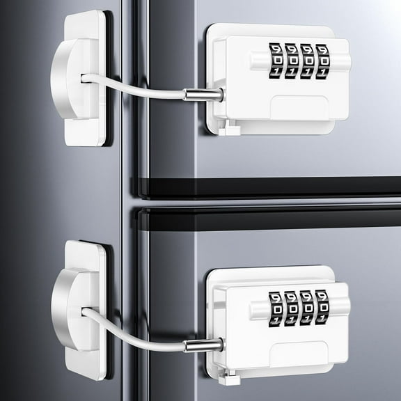 zhangxinan 2 Pack Fridge Locks with 4 Code Password, Refrigerator Combination Latch for Kids, Toddlers and Adults, Baby&Child Proofing Freezer Door Lock for Cabinets and Drawers, Oven