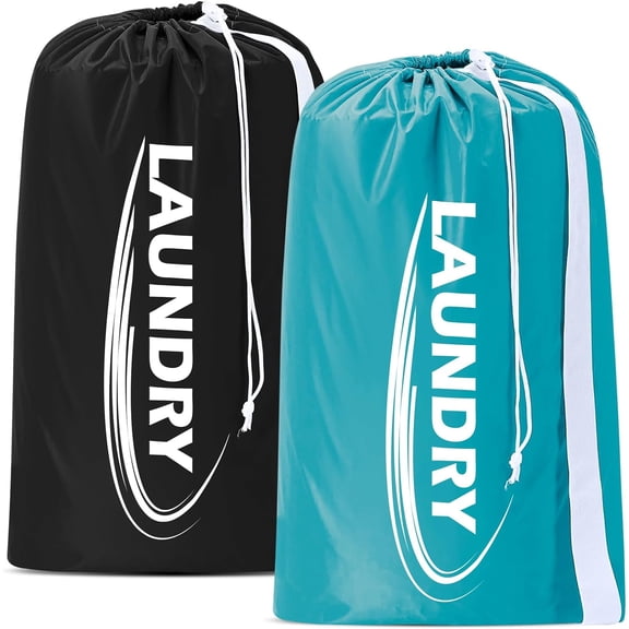 zhanyu-2 Pack XL Laundry Bag with Strap,Heavy Duty Travel Laundry Bag,Rip-Stop Dirty Clothes Shoulder Bag with Drawstring,Easy Fit a Laundry Hamper or Basket Travel Essentials