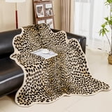 Wall Rug Cow Hide zhaocaijinbao Faux Leopard Print Area Rug 3.3'x3.1', Non-Slip Faux Fur ...