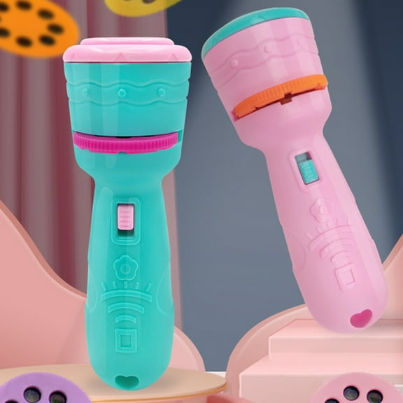 zhaomeidaxi 2PCS Torch Projector Projection Lighting Story Torches Light Toy Slide Lamp Educational Learning Bedtime Night Light for Children