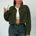thumbnail image 1 of Sevevn Winter Coats for Winter Women's Solid Corduroy Oversized Button Long Sleeve Casual Loose Coat Tops Rollbacks, 1 of 5