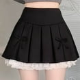 thumbnail image 1 of zhi Women's Lace-Trimmed Pleated Mini Skirt - Sweet Casual & Date Looks，Black，L, 1 of 6