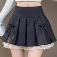 thumbnail image 1 of zhi Women's Lace-Trimmed Pleated Mini Skirt - Sweet Casual & Date Looks，Gray，S, 1 of 6