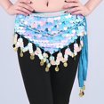 thumbnail image 1 of zhi Women's Ornate Belly Dance Waist Skirt - Dance Practice & Events，Blue，Free Size, 1 of 4