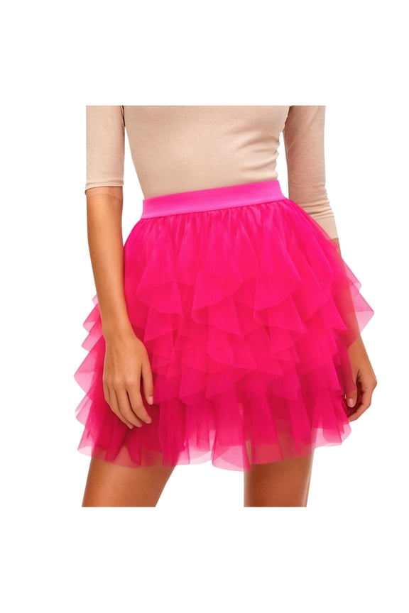 zhi Women's Tutu Skirt - Party & Dance Outfit，Hot Pink，L