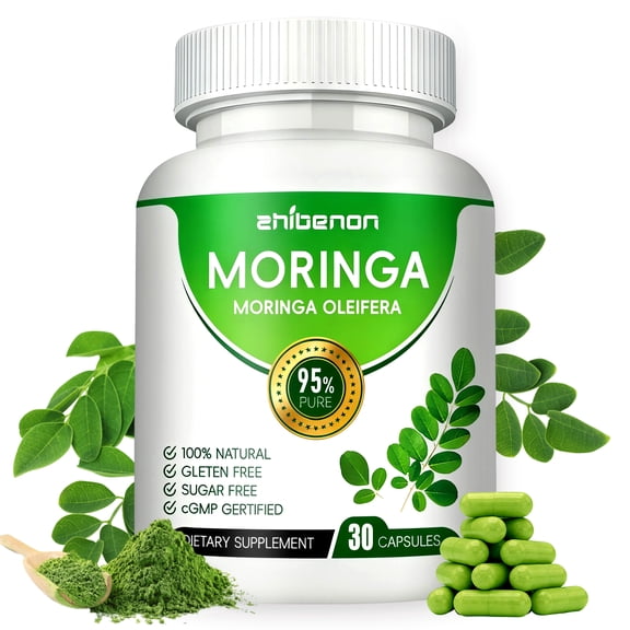 zhibenon Moringa Superfood Capsules 30 Counts 95% Pure for Overall Vitality & Digestive Wellness